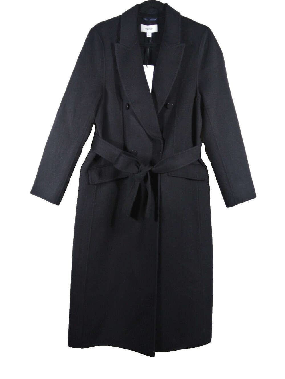 NEW, REISS Maeve Belted Double Breasted Wool Blend Coat in Navy Sz 6 #W209 - Picture 2 of 14
